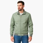 Men's Bomber Jacket with Zipper and Striped Hem - Image 5