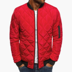 Men's Quilted Bomber Jacket with Zipper and Arm Pocket - Image 4