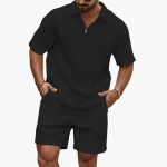 Men's Two-Piece Set with Quilted Structure and Half-Zip - Image 2