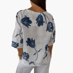 Women's Floral Print Blouse – Summer V-Neck Top - Image 4