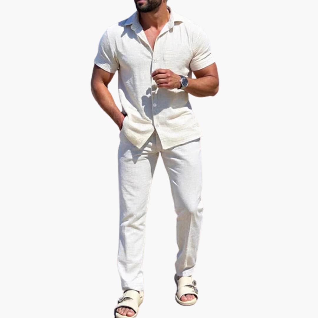 4_17_4f665b9d-2573-4ecc-a924-602470d7c4e1.jpg Two-Piece Summer Set for Men with Short Sleeve Shirt and Pants - Image 1