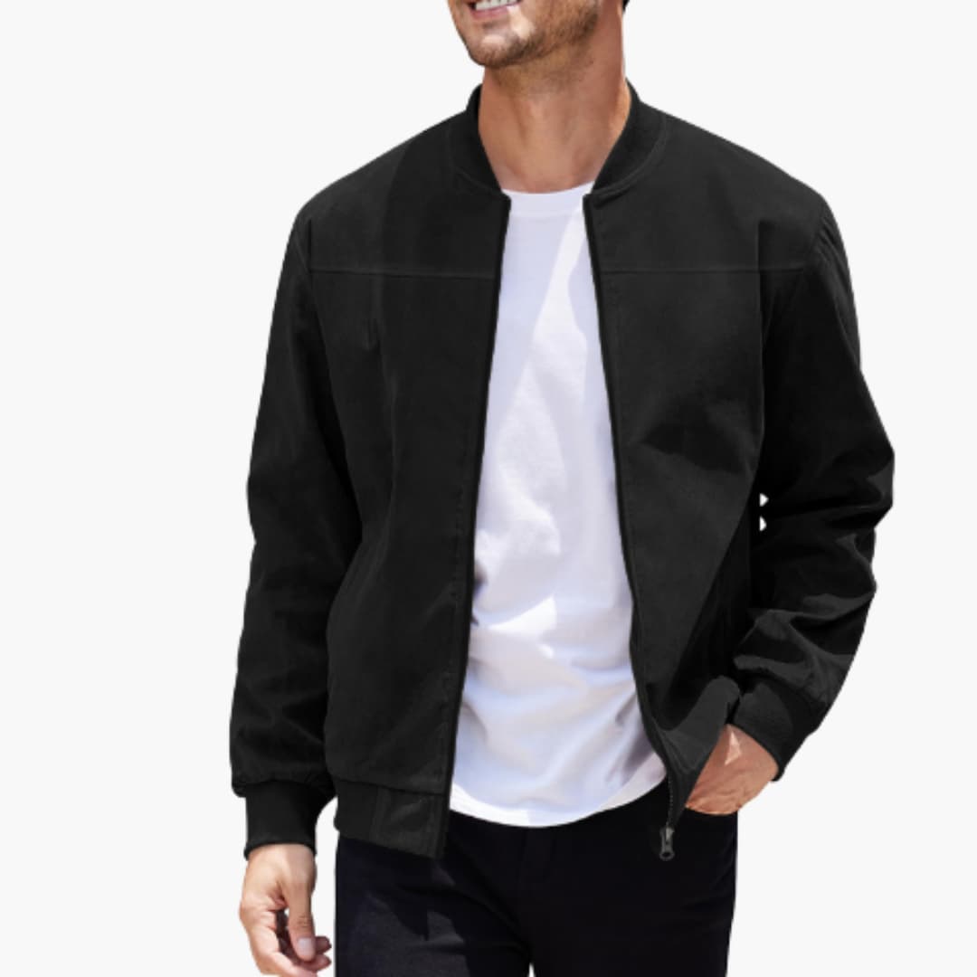 4_19_160b764e-777b-4ea6-8a5c-715c64997482.jpg Bomber jacket for men with ribbed collar and zipper - Image 1