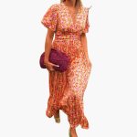 Floral Wrap Maxi Dress - for Women with V-Neck - Image 2