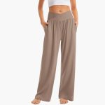 Women's Wide-Leg Trousers with Crossed Waistband and Side Pockets - Image 7