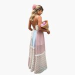 Patchwork Maxi Dress - Women's Summer Dress with Spaghetti Straps - Image 3