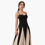 Colorblock Maxi Dress for Women – Elegant with Heart Neckline - Image 4