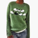 Women's Knit Sweater with Round Neck and Pattern Design - Image 2