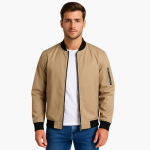 Men's Bomber Jacket with Front Zipper and Ribbed Hem - Image 4