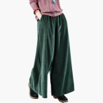 Women's Corduroy Trousers with Button Closure and Straight Leg - Image 4