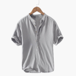 Light Short-Sleeve Shirt for Men - with Stand-Up Collar, Summery - Image 2