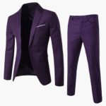 Men's Summer Suit Two-Piece with Lapel and Flat Front Trousers - Image 9