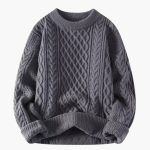 Women's Sweater with Round Neck and Cable Knit Surface - Image 4