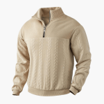 Men’s Cable Knit Sweater with Half-Zip Neckline - Image 4