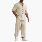 Men's Set with Short Sleeve Shirt and Long Pants for Summer - Image 5