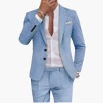Men's Summer Suit Made of Cotton with Lapel and Pants - Image 4