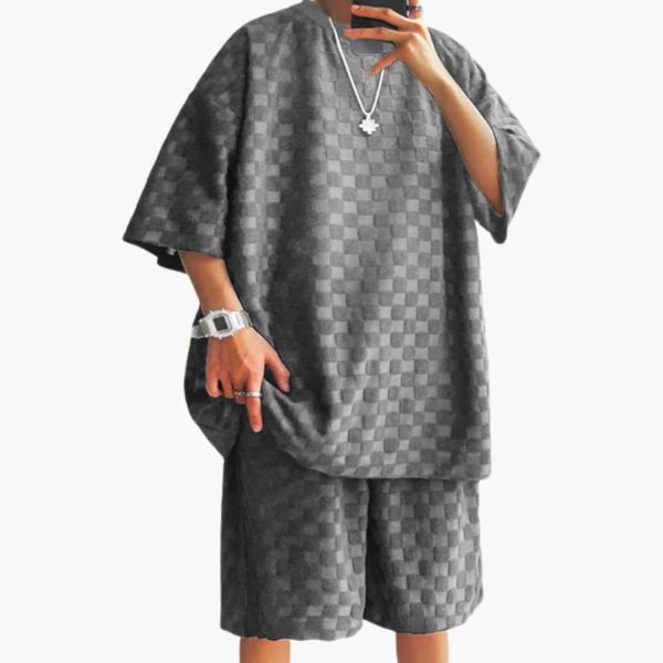 Men's Summer Two-Piece with Jacquard Shirt and Shorts