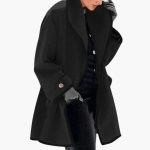 Women's Winter Coat with Wide Collar and Contrast Trim