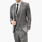 Men's Suit, Formal, Three-Piece with Blazer and Check Pattern - Image 4