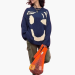 Knitted Sweater for Women - with Oversized Fit and Smiley Design - Image 4
