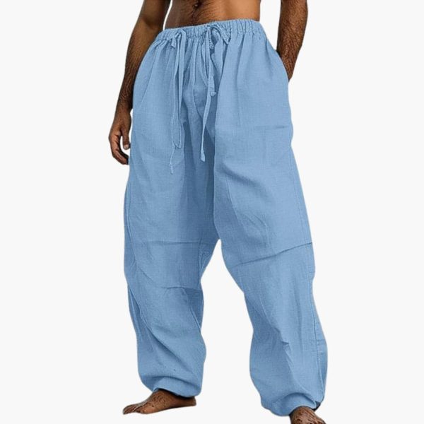 Men's Summer Pants with Wide Leg and Drawstring