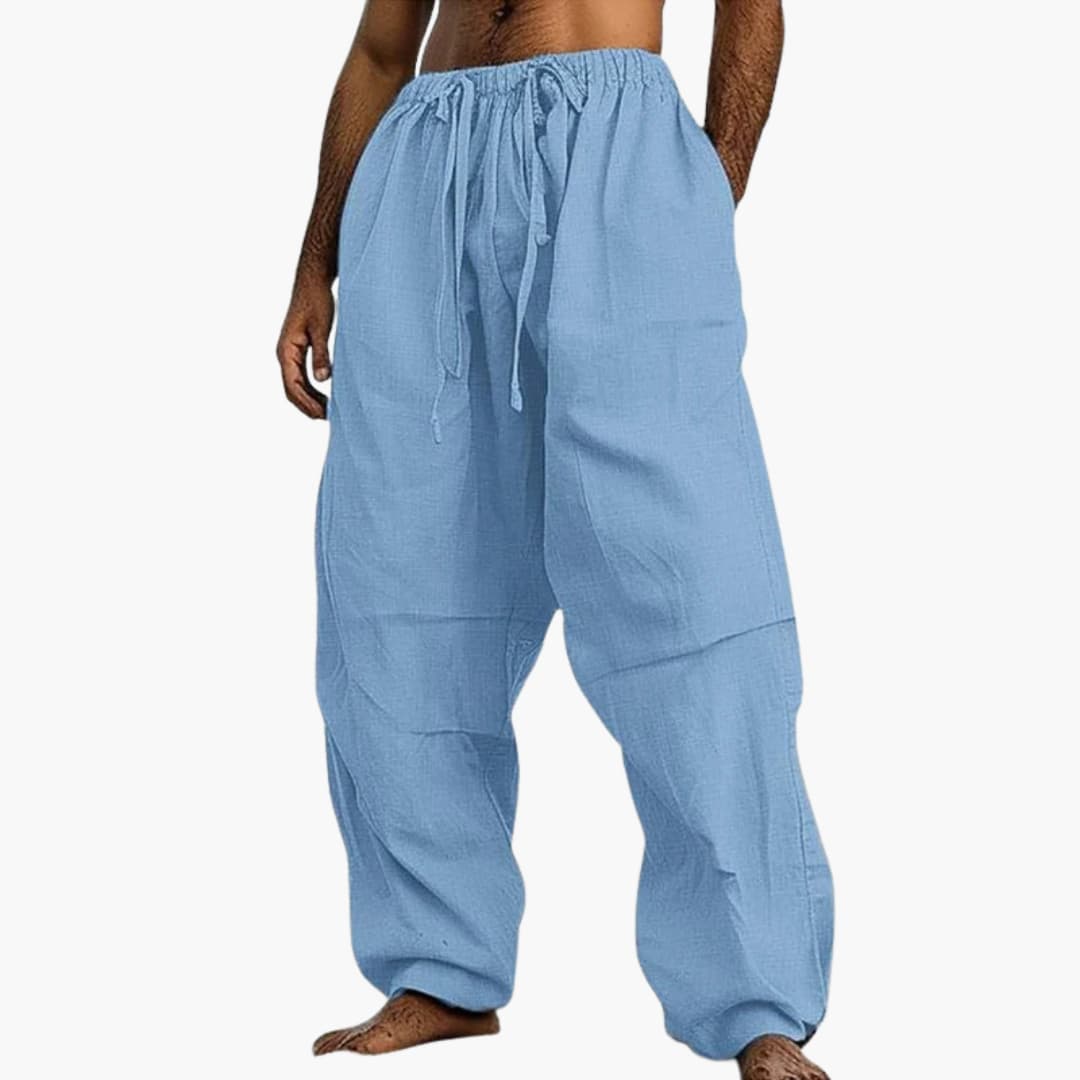 4_50_aa631314-e44c-45c0-a164-68282556855d.jpg Men's Summer Pants with Wide Leg and Drawstring - Image 1