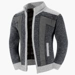Men's Zip-Up Cardigan with Ribbed Cuffs