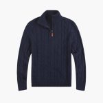 Men's Sweater with Zip Neck and Cable Knit Surface - Image 4