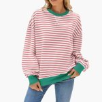 Women's Striped Oversized Sweatshirt – Casual Long Sleeve Pullover - Image 7