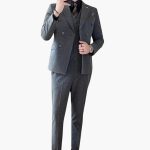 Men's Three-Piece Suit with Check Pattern and Lapel Collar - Image 6