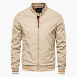 Bomber Jacket for Men - Front Zipper & Ribbed Details - Image 4
