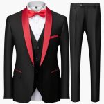 Men's Slim Fit Three-Piece Suit for Formal Occasions Year-Round