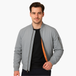 Men's Bomber Jacket with Zipper and Ribbed Cuffs - Image 4