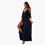 Maxi Dress with V-Neck and Slit – Women's Evening Wear - Image 4