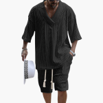 Airy Two-Piece Summer Set with Shirt and Shorts for Men - Image 4