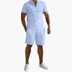 Men's Summer Two-Piece with Half-Zip Shirt and Shorts - Image 4