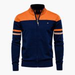 Men's Zip-Up Cardigan with Ribbed Hem - Image 2