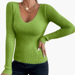 Women's Sweater with V-Neck and Long Sleeves