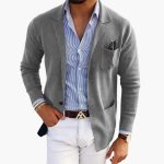 Men’s Knit Blazer with Lapel Collar and Closure - Image 6