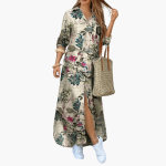 Floral Maxi Dress for Women with Button Placket – Long Dress - Image 4