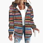 Women’s Hooded Cardigan with Striped Knit - Image 3
