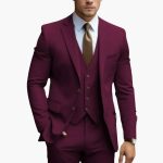 Three-Piece Men's Suit with Notched Lapels and Slim Fit Pants - Image 3