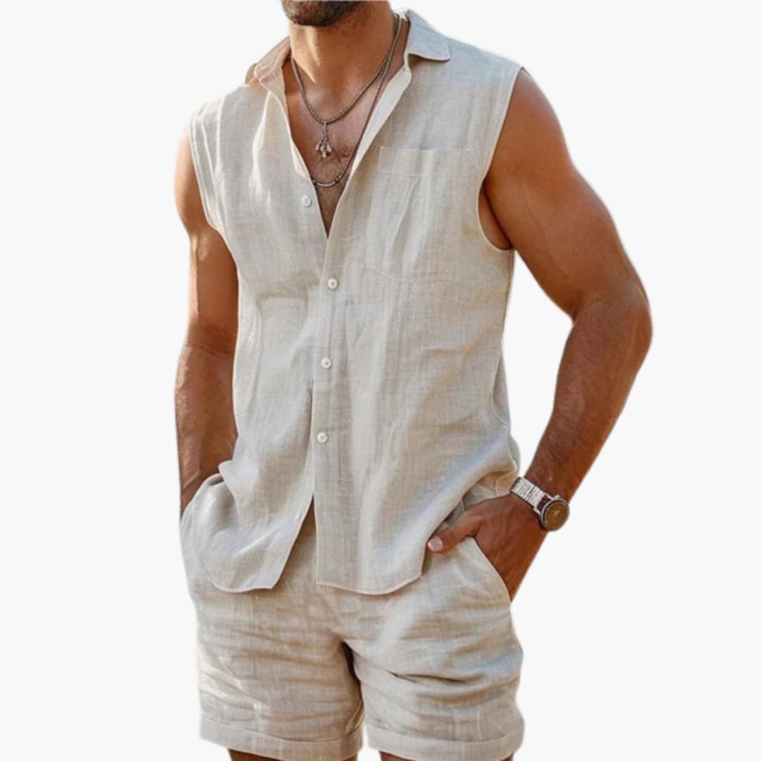 4_8_abc427f4-134a-41c3-b48d-f5f73a39abf0.jpg Men's Set with Sleeveless Shirt and Shorts for Summer - Image 1