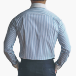 Striped Men's Shirt with Contrast Collar and Buttoned Cuffs - Image 3