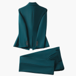 Women's Blazer Set with One Button and Straight Pants - Image 2