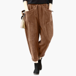 Women's Cord Pants with Wide Legs and Pockets - Image 4