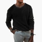 Men's Sweater with Ribbed Collar and Long Sleeves - Image 2
