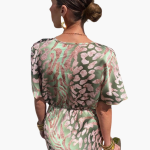 Women's Ankle-Length Dress with V-Neck and Knotted Front Detail - Image 4