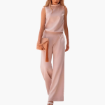 Sleeveless Women's Jumpsuit with High Collar and Wide Leg - Image 4
