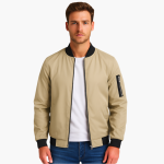 Men's Bomber Jacket with Ribbed Hem and Arm Pocket - Image 4