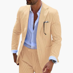 Men's Summer Suit Two-Piece with Pinstripes and Slim Fit - Image 4